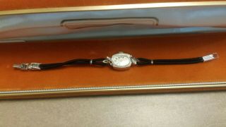 Ladies 14k White Gold Bulova Watch 23 With Diamonds,  Case