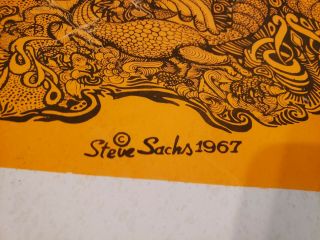 Vintage Steve Sachs Psychedelic Blacklight Poster Very Rare Orange