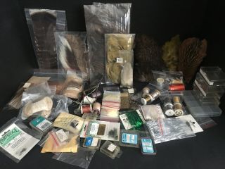 Vintage Fly Tying Materials - Threads,  Hooks,  Tools,  Feathers,  Hackle
