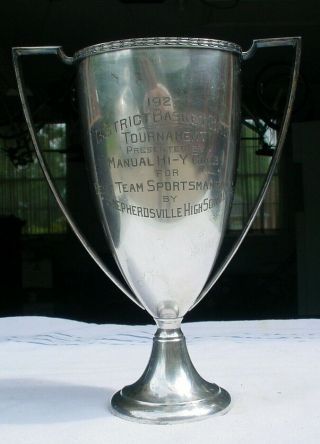 Antique 1927 Silverplate Basketball Trophy Loving Cup Shepherdsville Kentucky