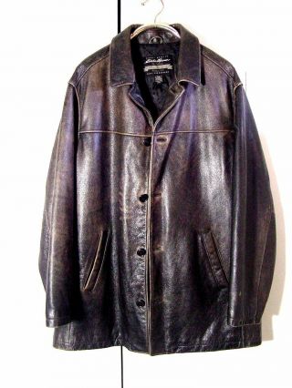 Leather Jacket Vtg Brown Black Eddie Bauer Outfitters Supernatural Sz 2xlt