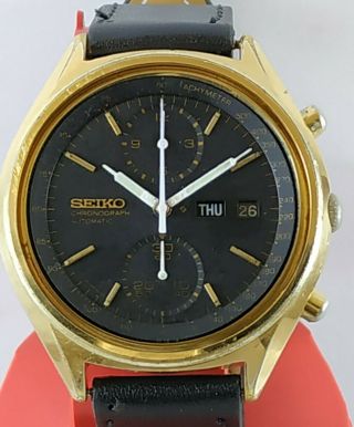 Vintage Seiko Chronograph Black Panda 6138 - 8020 Men 