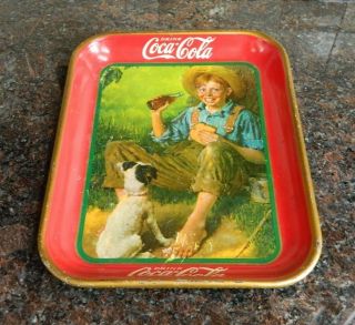 Vintage 1931 Coca - Cola Coke Norman Rockwell Boy With Dog Serving Tray