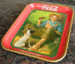 Vintage 1931 Coca - Cola Coke Norman Rockwell Boy with Dog Serving Tray 2