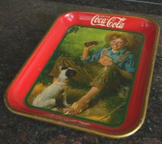 Vintage 1931 Coca - Cola Coke Norman Rockwell Boy with Dog Serving Tray 4