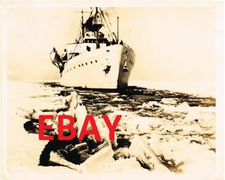 Wwii Rare Vintage 8x10 Photo Of Uscg Ship In Heavy Ice Field 1940 