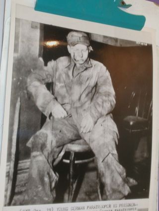 Wwii Ap Wire Photo Captured Young German Paratrooper Awaits Treatment 1944 Ds676