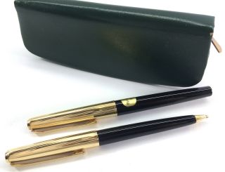 - W.  Rare D Nib Vintage Pelikan 30 Rolled Gold Fountain & Pencil Pen Set