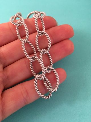 Tiffany & Co Sterling Silver ITALY Twist Rope Oval Link Bracelet 8” Rare Retired 2