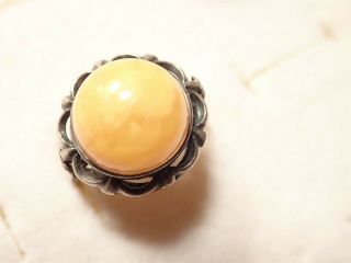 Ultra Are Baltic Egg Yolk Amber Sterling Silver Old Pawn Ring