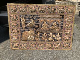 41 X 57 Vintage Hand Embroidered THAI BURMESE KALAGA Tapestry GLASS & SEQUINS 6