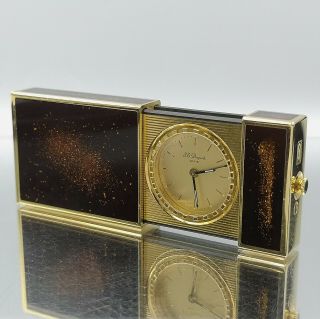 Great Rare St Dupont Pocket Travel Watch Gold Dust Lack Lighter Size