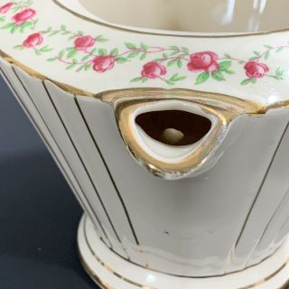 Vintage Sadler Art Deco Teapot Ivory with Pink Roses Gold Trim 2129 Charming 9