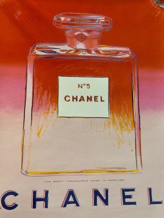 Vtg 1997 POP ART POSTER CHANEL No 5 PERFUME Bottle ANDY WARHOL 22x28 Pink Red 3