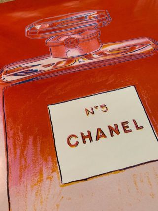 Vtg 1997 POP ART POSTER CHANEL No 5 PERFUME Bottle ANDY WARHOL 22x28 Pink Red 4
