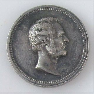 Abraham Lincoln Broken Column Flags Scroll Silver Coin Medal Token Vintage