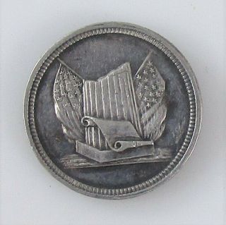 Abraham Lincoln Broken Column Flags Scroll Silver Coin Medal Token Vintage 2