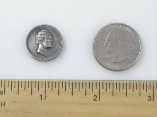 Abraham Lincoln Broken Column Flags Scroll Silver Coin Medal Token Vintage 3