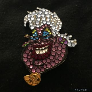 Rare Disney Ursula Pave Crystal Gemstone Jewelled Tack Back Brooch Pin