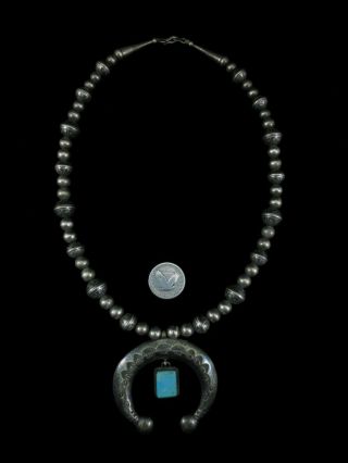 Vintage Navajo Naja Necklace - Sterling Silver And Turquoise