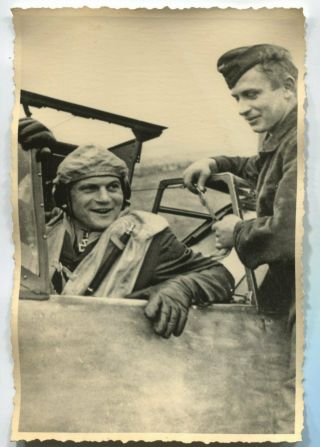 German Wwii Archive Photo: Luftwaffe Pilot In Messerschmitt Bf 109 Cockpit