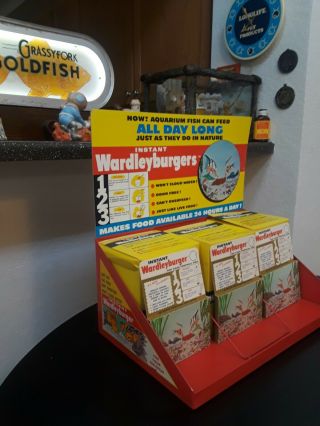 Vintage Old Aquarium Wardleys Brand Metal Advertising Display Rack Wardleyburger