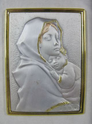 Vintage High Relief.  925 Sterling Silver Art Signed Madonna W/christ Child Yqz