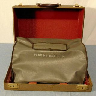 Perkins Brailler David Abraham Vintage With Dust Cover Hard Shell Case