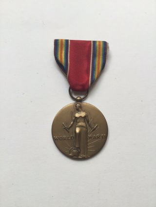 Wwii 1941 - 1945 Us Victory Medal Freedom From Fear Want Speech And Of Religion
