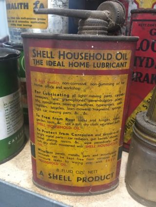 Antique Shell Household Oil Tin Vintage Can Collector Item With Spout 3
