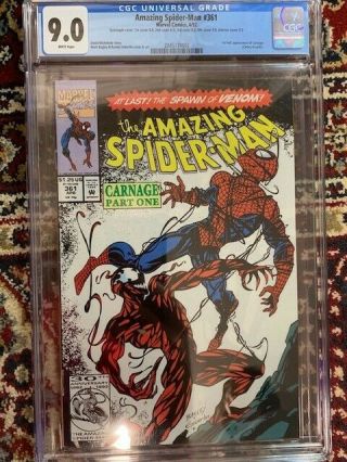 Spiderman 361 Quintuple (5) Cover 1st Full Carnage Cgc 9.  0 Rare