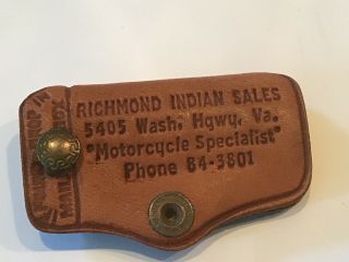 Indian Motorcycle Dealer Vintage Leather Key Holder Richmond Va Indian Sales 50s