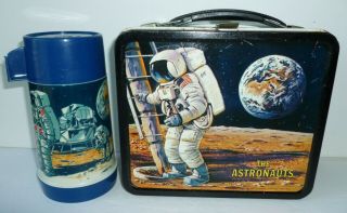 1969 Vintage The Astronauts Metal Lunch Box And Thermos