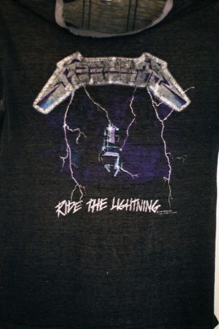 Rare 1987 Vintage Metallica T - Shirt Ride The Lightning Sz Large