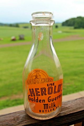 Vintage Quart Dairy Milk Bottle,  Herold 