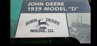 Rare Scale Models 1/8 scale John Deere 1939 Model D Tractor NOS MIB Box Faded 2