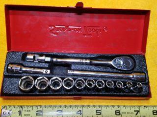 Vintage Snap On Tools 15pc 1/4dr Metric 6pt Shallow General Service Socket Set
