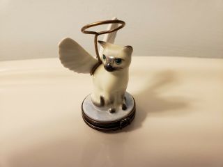 Vintage Limoges Miniature Angel Cat W/ Halo