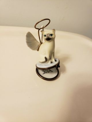 Vintage Limoges Miniature Angel Cat W/ Halo 4