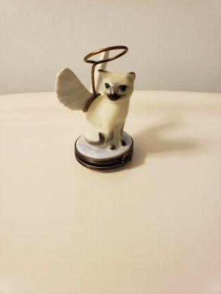 Vintage Limoges Miniature Angel Cat W/ Halo 8