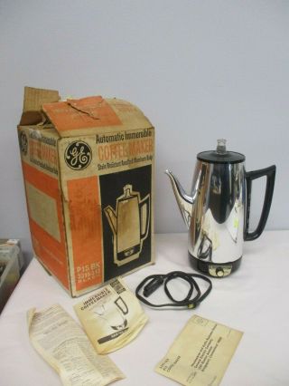 Vtg Ge Mid Century Immersible 9 Cup Electric Percolator Coffee Maker P15 Nos Mib