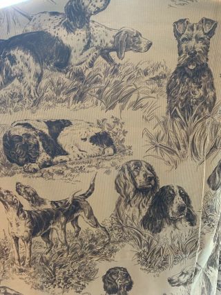 Vintage Rare Sporting Life Lee Jofa Printed In Italy Corduroy Fabric Sport Dogs