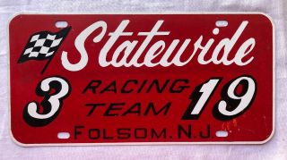 Vintage Jimmy Horton License Plate 3 Modified Stock Race Car Statewide Team Nj