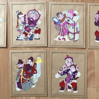 Vintage 80 ' s Chinese Paper Cut Outs Blank Greeting Cards Hand Painted & Cut 3