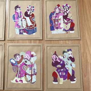 Vintage 80 ' s Chinese Paper Cut Outs Blank Greeting Cards Hand Painted & Cut 6