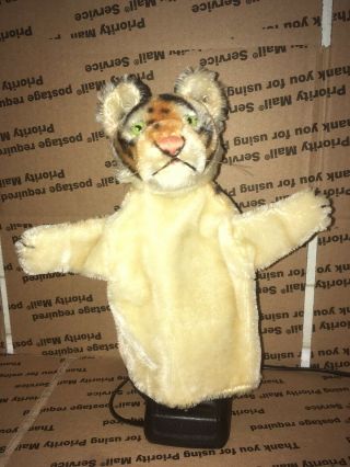 Vintage Mohair Steiff Tiger Hand Puppet Toy With Ear Button,  1946 - 1960 