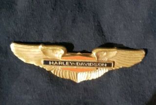 Vintage 1950s Harley Davidson 3 " Gold Wings Pin Hog Hd Motorcycle Pilots Angel