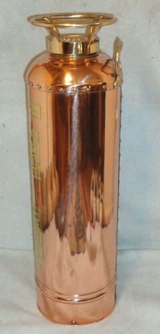 VINTAGE ANTIQUE COPPER FIRE EXTINGUISHER CHILDS UTICA NY 6