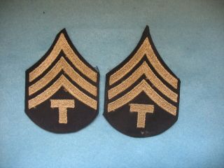 Wwii Us Army Technical Sergeant Grade 4 Twill Stripes / Chevrons
