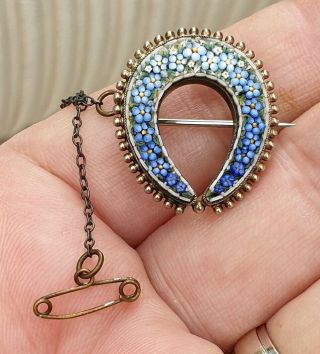 Edwardian Vintage Stamped 800 Jewellery Venetian Micro Mosaic Silver Brooch Pin